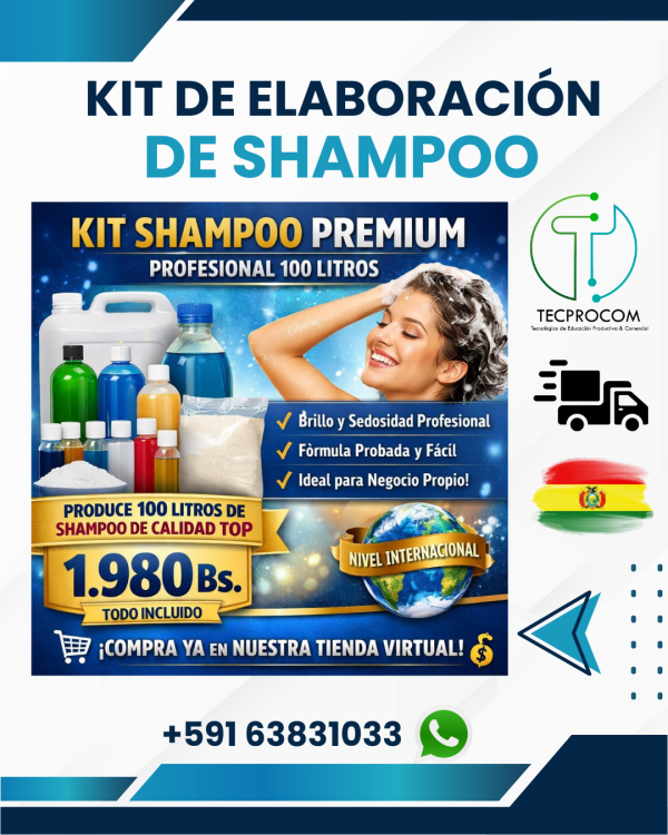 Kit de elaboracion de SHAMPOO PREMIUM PROFESIONAL 100 L