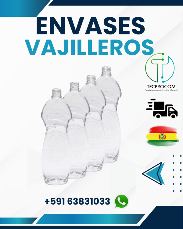 Envases Envases Vajilleros (500 ml, 700 ml y 1 Litro) – Presentación Profesional para tu Marca
